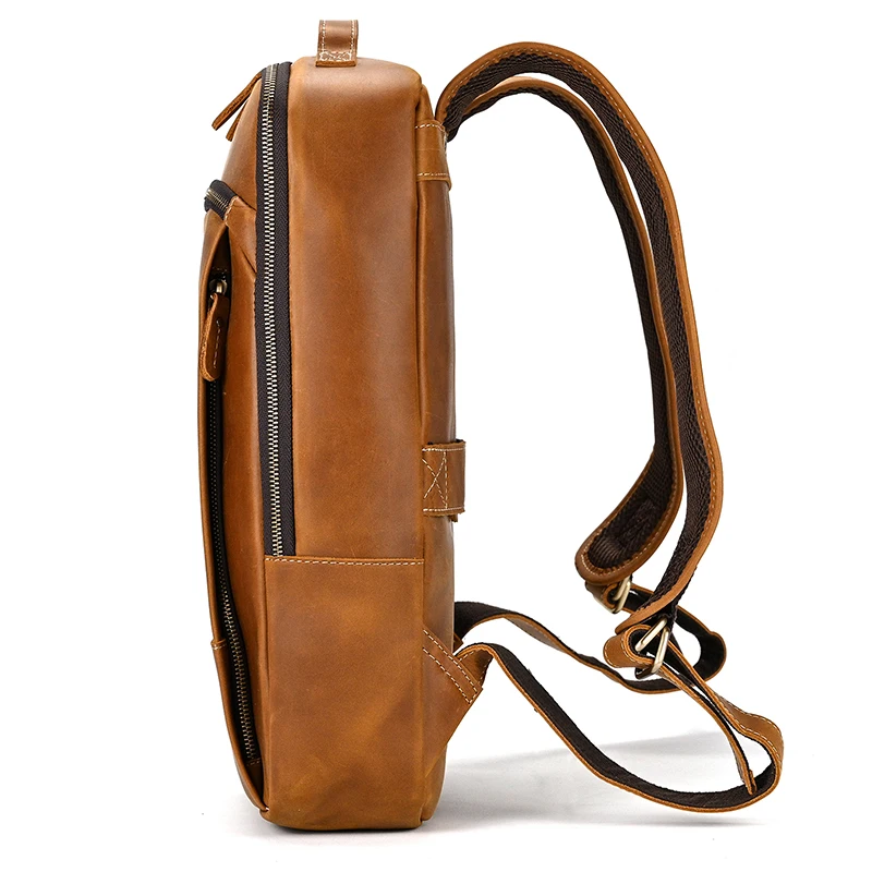 Womens Rustic Brown Leather Backpack Mens Purse