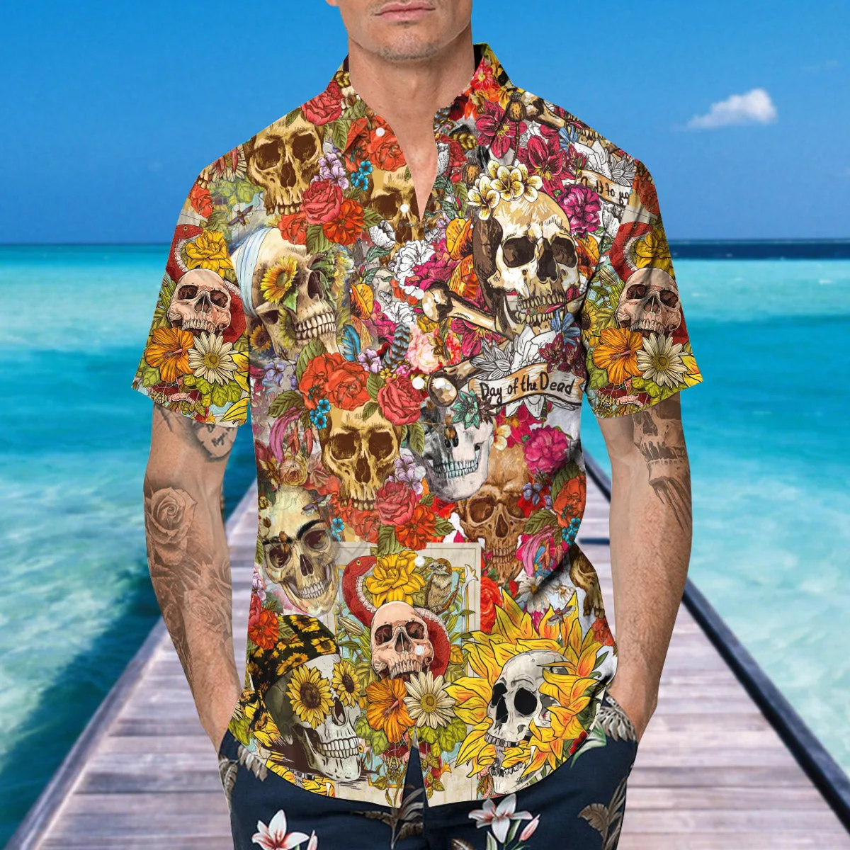 3D Printed Floral Skull And Snakes Hawaiian Shirt Summer Short Sleeved Shirts Men's Shirts Oversize Camisa Social 5XL
