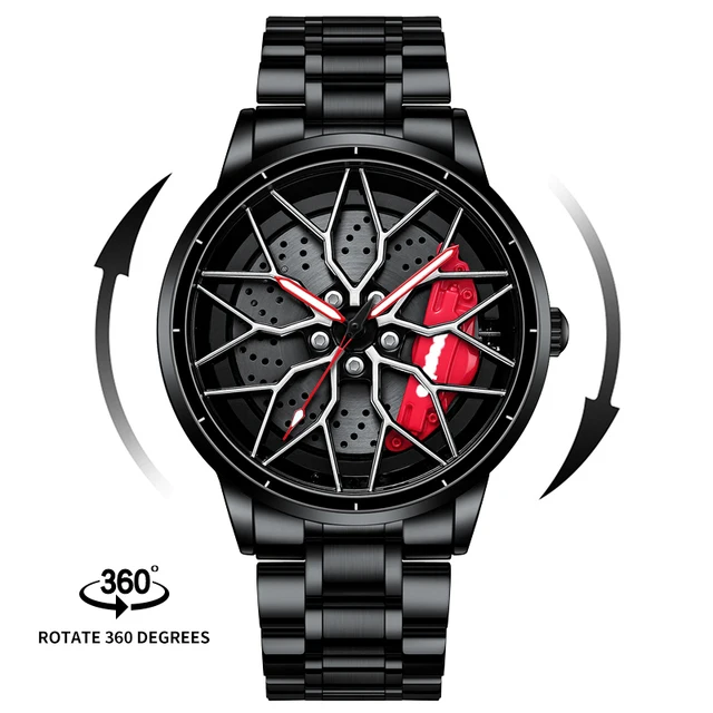 Fashion 3D Spinning Sport Rim Hub Wheel Watches Mens Sports Luxury Car Cool Wristwatch Quartz Watches for Men Relogio Masculino 