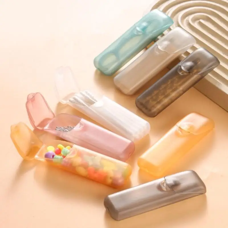 1pc Mini Storage Box Travel Portable Transparent Toothpick Cotton Swab Box For Outdoor Travel Kitchen Restaurant Supplies