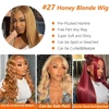 #27 Honey Blonde Human Hair Straight Wig 13X6 Lace Frontal Preplucked Wig 13x4 30 34 Inch Lace Front Colored Wigs For Women 5