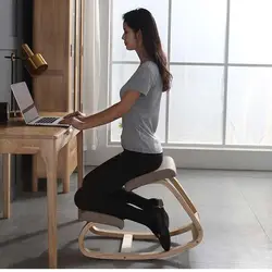 Silla reclinable nórdica de madera maciza para niños, mecedora de aprendizaje para arrodillarse, corrección de postura sentado, silla de ordenador de oficina