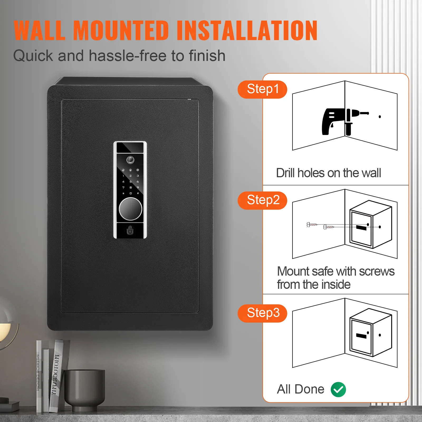 Biometric Digital Security Safe with Fireproof Bag 6