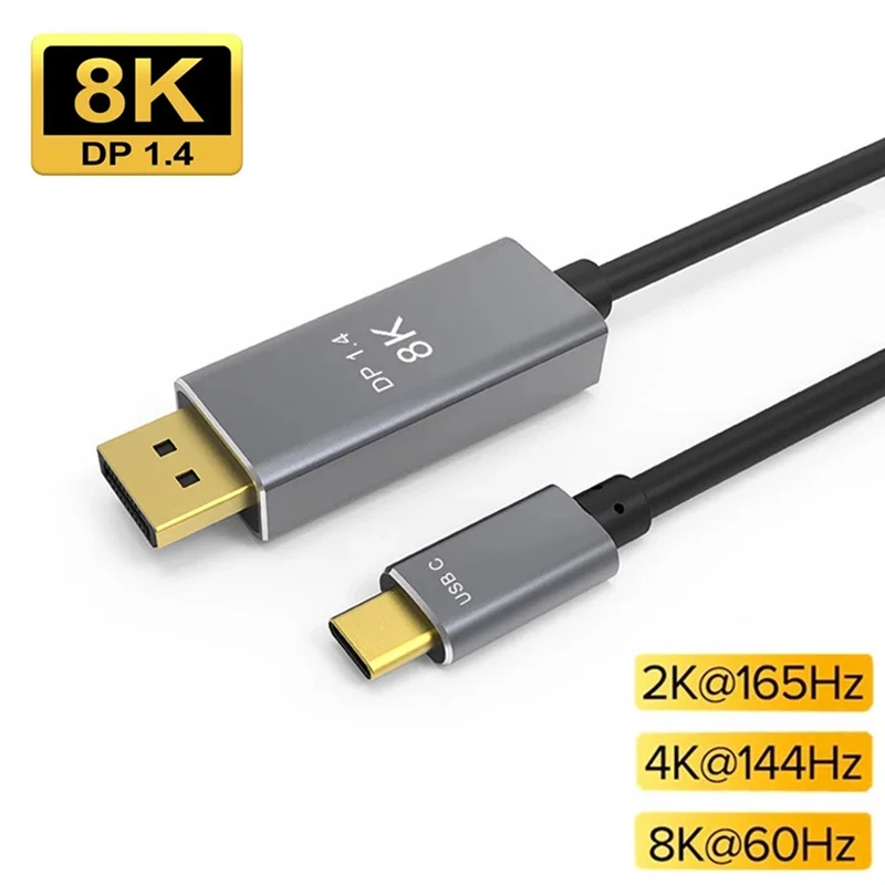 Cavo Thunderbolt 3 Usb C Dp1.4 Da Tipo C A Displayport 1.4 8K 30Hz 4K 144Hz Cavo In Lega Di Alluminio Pvc Per Display Macpro Xdr 2/3M