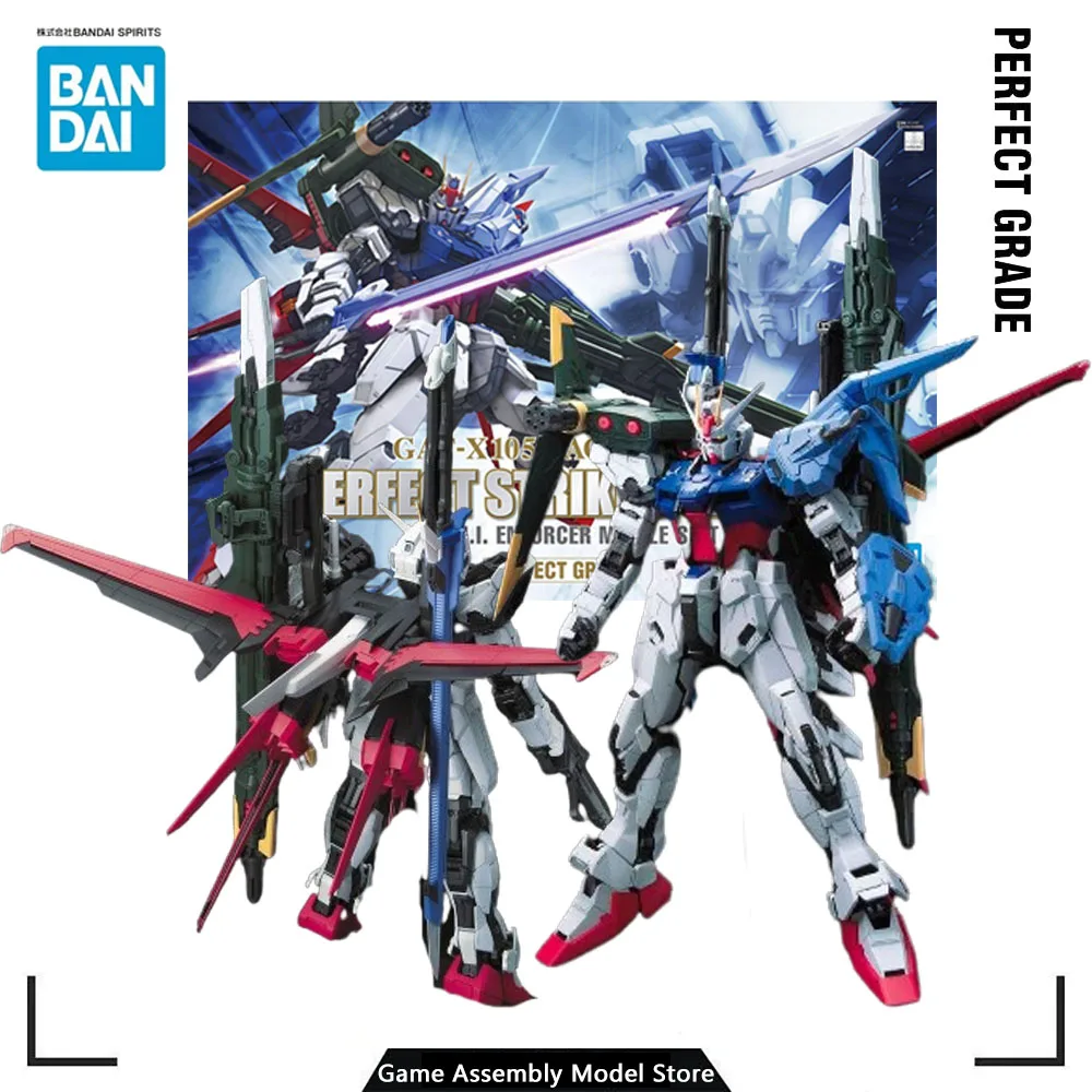Bandai Original Model Kit Pg Mobile Suit Gundam Seed Perfect Strike Gundam 1/60 Anime Assemblato Action Figure Toy Gift For Boys