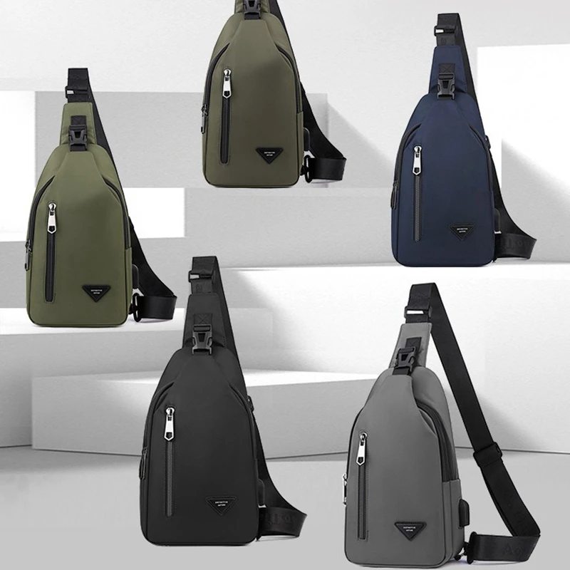 BYMONDY New Men's Chest Bags Oxford Cloth Short Trip Sling Pack for Boys Ipad Mini Crossbody Shoulder Bag Fashion Tide 5 Colors