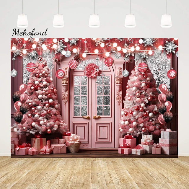 Mehofond Xmas Glitter Pink Window Store Photography Backdrop Girl Kids  Birthday Party Christmas Tree Snow Gift Photo Background - AliExpress