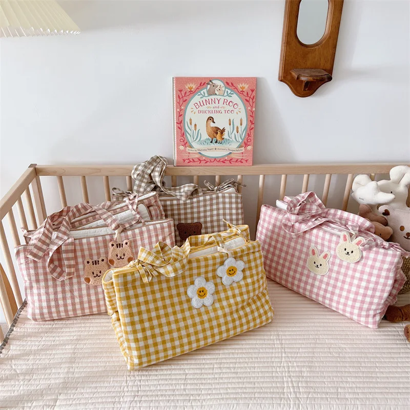 1627J Ins Baby Mattress Cotton Plaid Children's Kindergarten Bed Cushion Thickened Quilted Portable Mattress Cute Baby