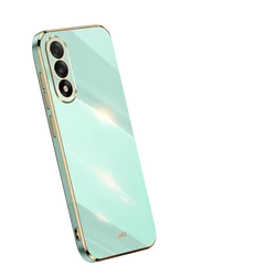 Enhanced Plating Silicone Bumper Shockproof Phone Case - With Ring Holder (Green)