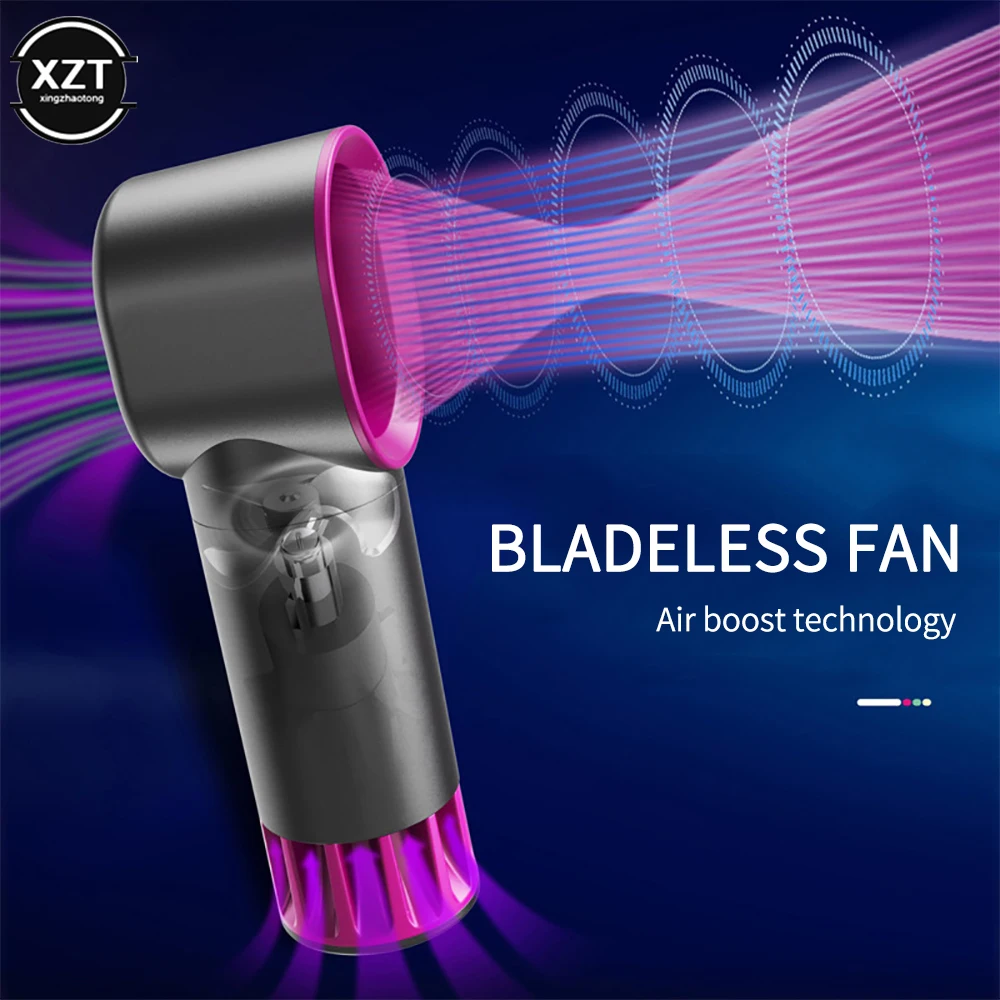 USB Charging Mini Handheld Fan Electric Bladeless Fan Portable Cordless Handheld Mini Cooler No Leaf Handy New