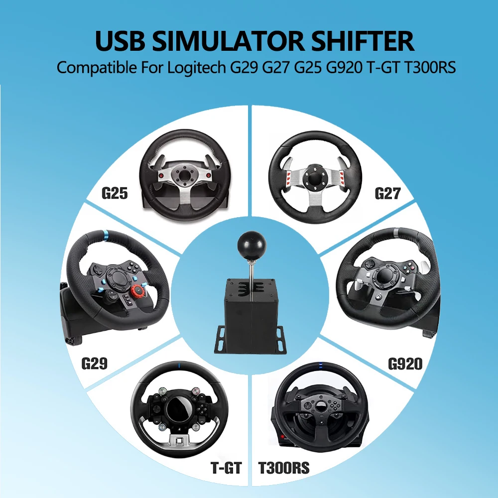 PC USB H cambio per Logitech G27 G29 G25 G920 per Thrustmaster T300RS/GT pomello del cambio per ETS2 Simracing Racing Game