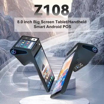 Z108 Android 14 Dual-Screen Desktop Tablet Cash Register with 8" Touch Display NFC Scanner 58/80mm Thermal Printer POS Terminal