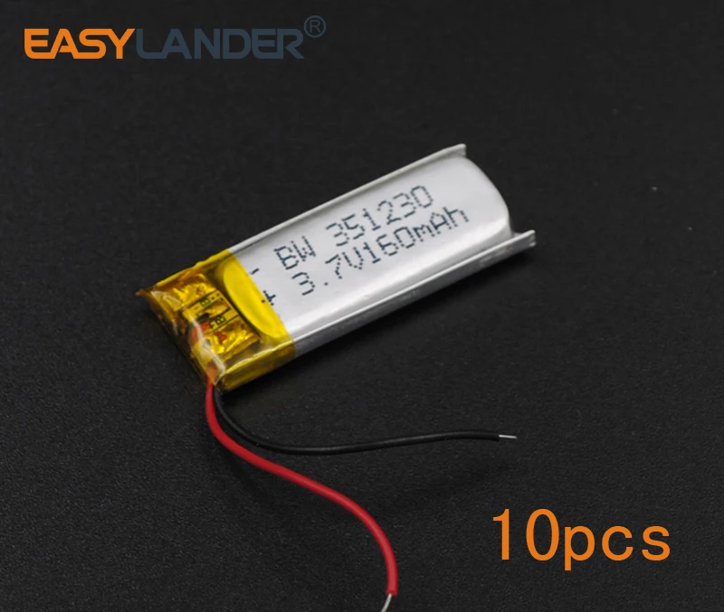 

10Pcs/Lot 3.7V 160mAh 351230 Polymer Li-ion Battery For Watch pen GPS PSP PDA MP3/MP4/Game Player mouse recorder speaker RC toys