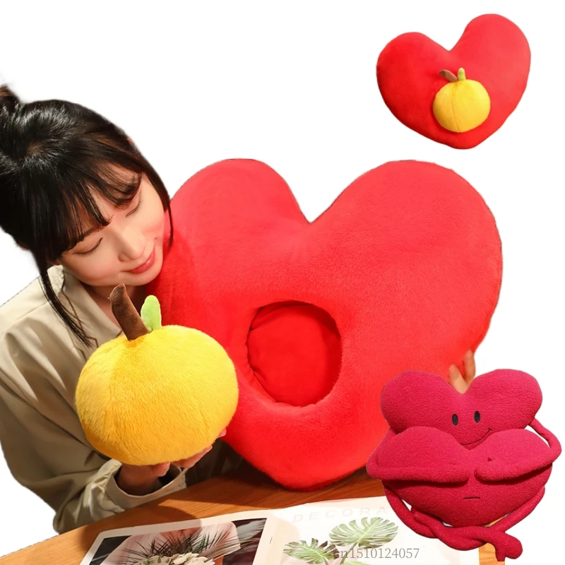 

Kawaii System of Healing Red Heart Arm Little People Throw Pillow Two Expression Cushion Girlfriend Birthday Gift Surprised
