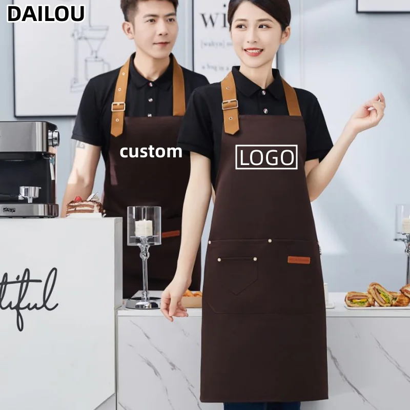 Women's Apron Men's Customized Kitchen Apron with Personal Logo Apron Barber Apron Baking Barbecue Cleaning Nail Enhancement personal