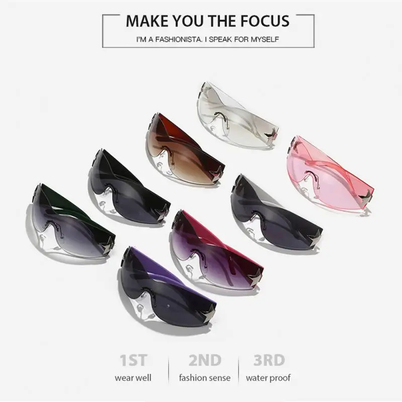 

One Piece Wrap Around Sunglasses Rimless Sunglasses Women Men Oversized Trendy Punk Goggles Sports Sun Glass Shades Eyewear