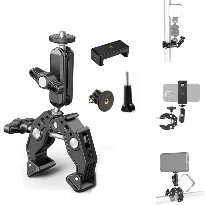 알루미늄 슈퍼 클램프 볼 헤드 매직 암 (고프로/인스타360/DJI/DSLR 마운트 카메라 모니터 라이트 포스 매직 암 홀더 스탠드)