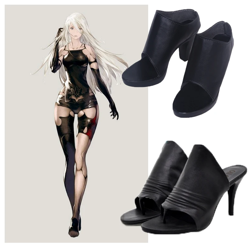

NieR Automata 2A YoRHa Tsuki A2 Cosplay Shoes Girls Black Shoes For Halloween Cosplay Custom Made 34-43