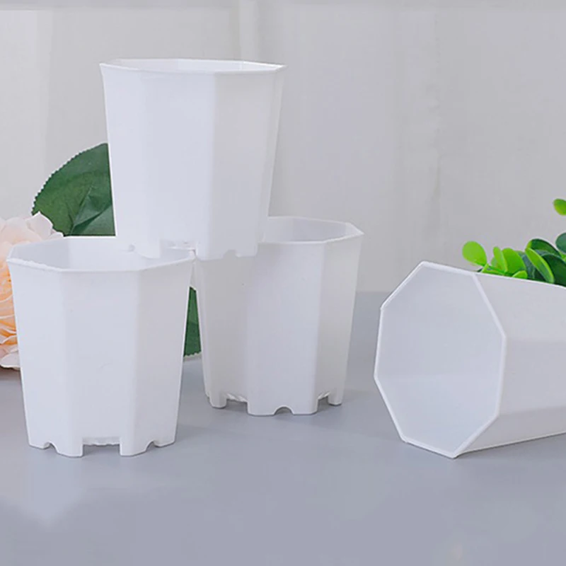 20 PCS Achteckige Blumentopf Kunststoff Blumentöpfe Set Weiß Blumentopf Mit Drainage Löcher Indoor Outdoor Sukkulenten Wachstum Töpfe ZYF_voghion.com
