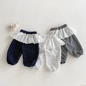Autumn baby girls' leggings, Korean-style infant and toddler long pants, 0-3 years old children's clothing, outerwear floral cur 1