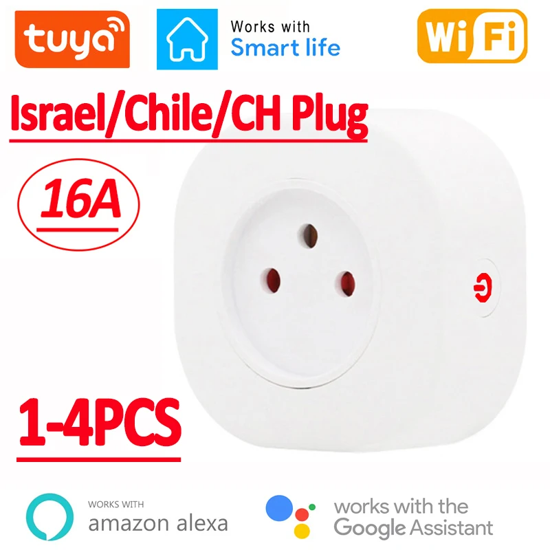 WiFi Smart Plug 16A Israel/Italy/Chile/Switzerland Plug Power Socket Outlet Tuya APP For Alexa Google Home Voice Control Timing