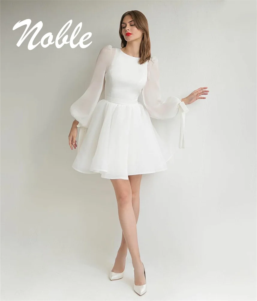 

Noble High O Neckline Prom Dress Long Sleeves With Short Length Evening Elegant Summer Party Dress For Women2023