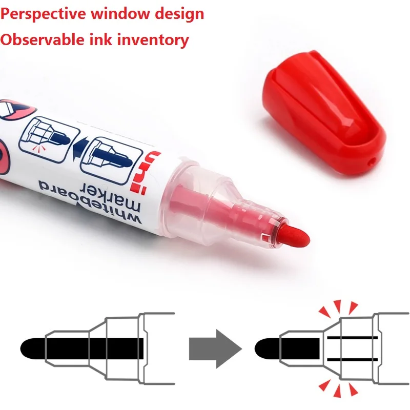 uni PWB-202 Whiteboard Pen 1.8-2.2MM Round Fiber Pen Head Tip Erasable Large Capacity Marker Teacher School Supplies