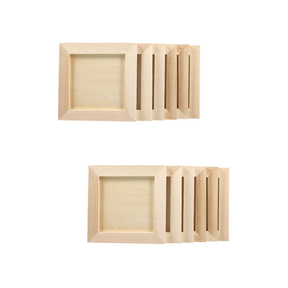 12 Pcs Clay Picture Frame Photo Holder Decorative Collage Frames Square 3D Holders Wood Painting Wooden Child Tray