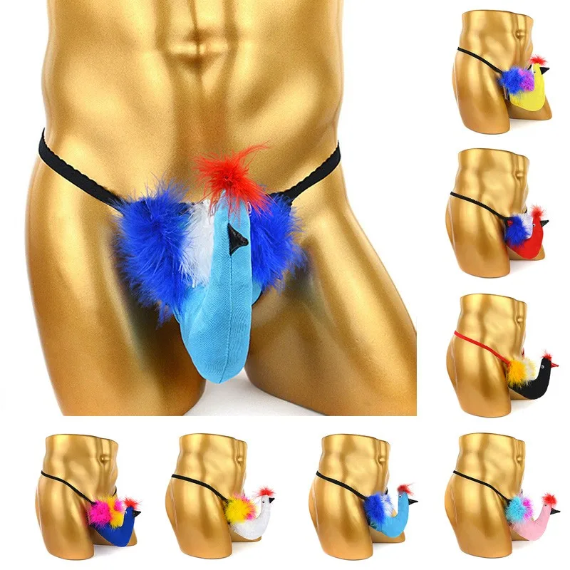 

Men's Sexy Brief Creative Cartoon Bird Breathable G-Strings Funny Nightclub Stage Fashion Thong Underpants Gays Exotic Costume