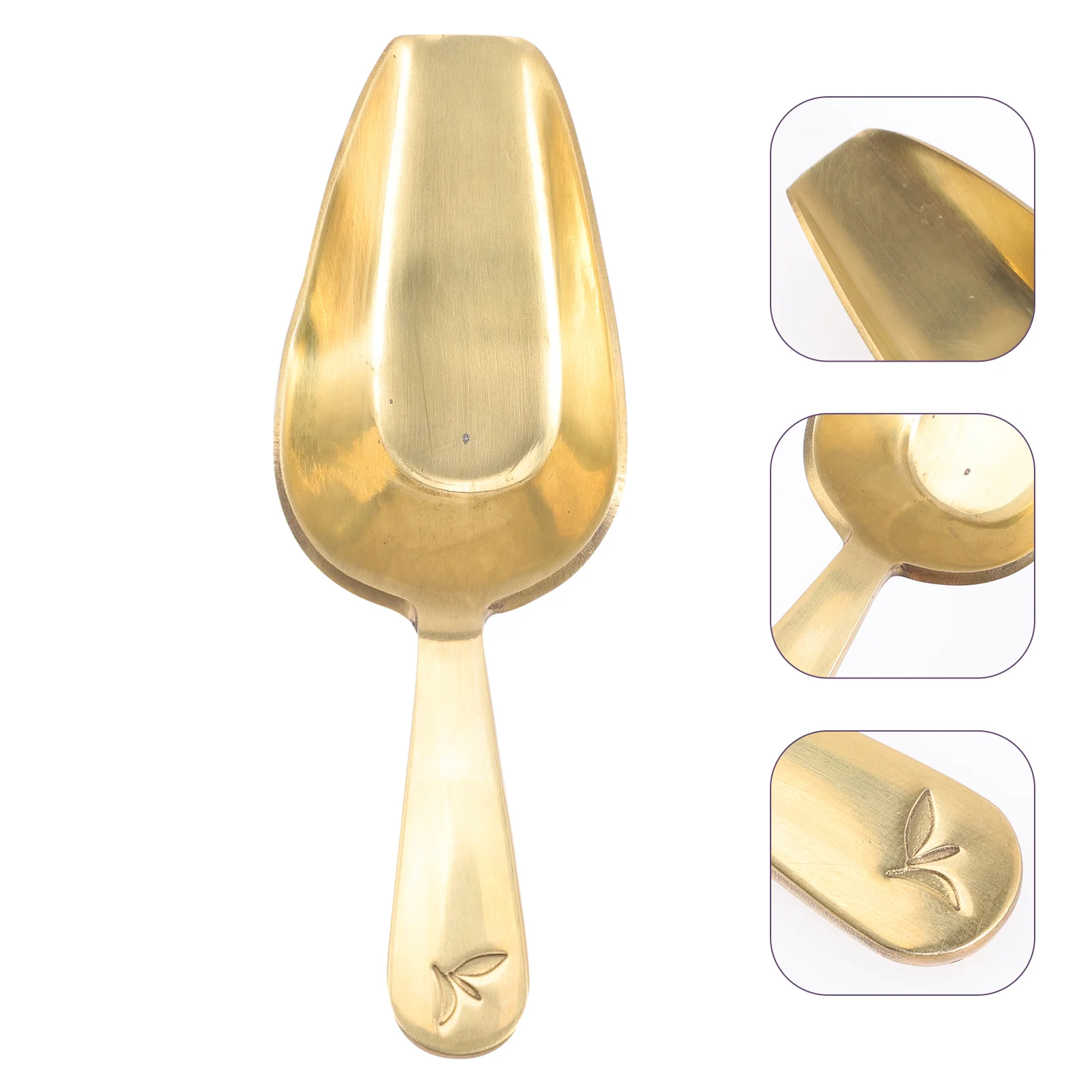 

Brass Shell Tea Spatula Coffee Bean Spoons Small Scoop Practical Scoops for Canisters Pure Copper Metal Cube Candy