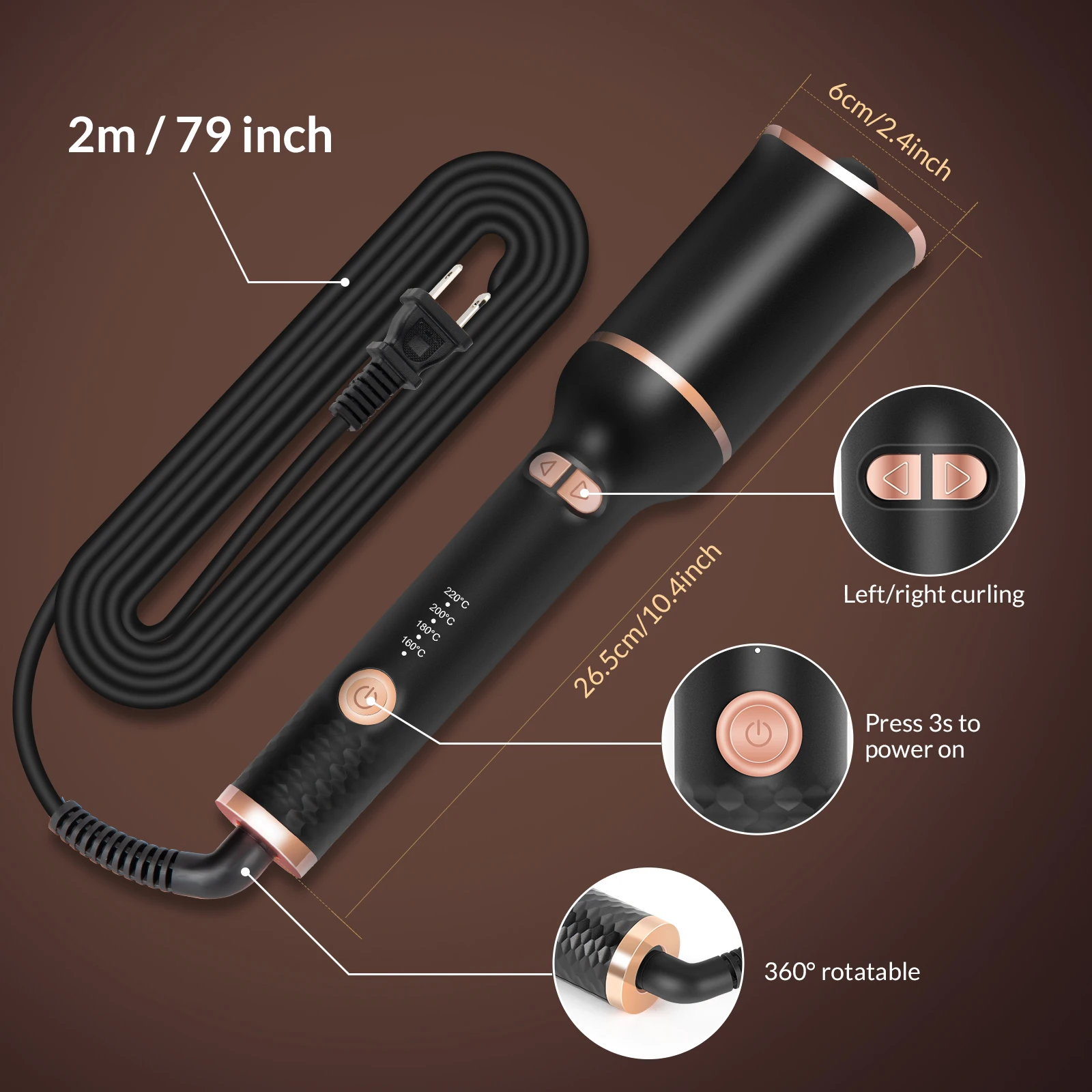 Automatic Curling Iron Hair Curler Machine Electric Automatically Curly Tongs Portable Professional Auto Rotating Wand Curl