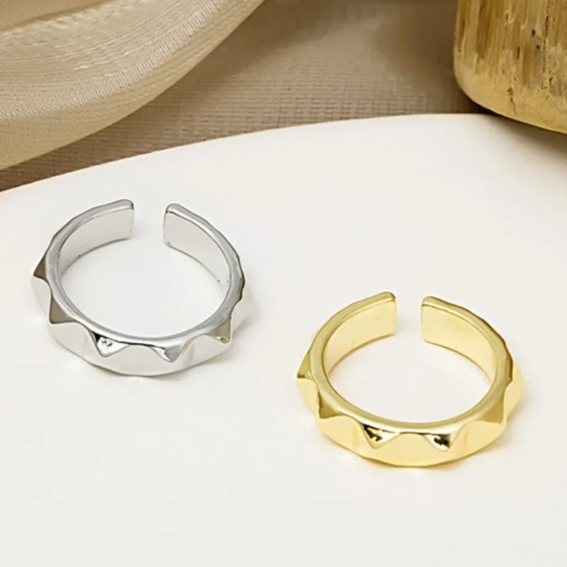 Silver Color Geometric Rhombus Rings for Women Men Geometric Retro Engagement Open Finger Ring Party Jewelry Anillos Mujer