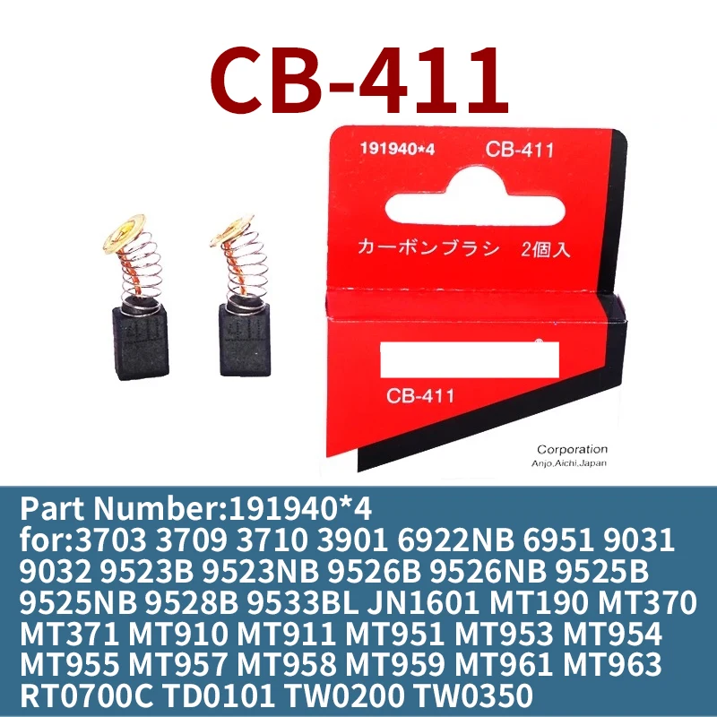 CB-411 Carbon Brush for Makita 9523 Angle Grinder Carbon Brush Replacement 191940*4 Accessories 6x9x12mm