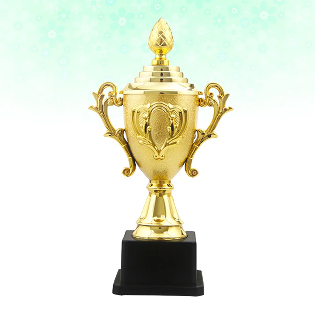 

Golden 185cm Mini Award Trophy Plastic Reward Prizes Decor Competition Gift Awards Trophy with Black Base