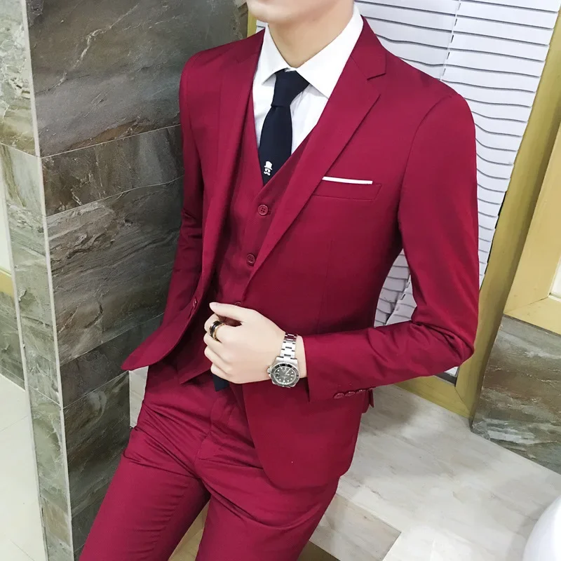 

3190 Suit set Korean style slim fit business suit light luxury striped groom