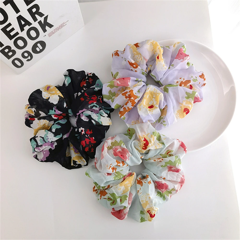 

Fashion Fragmented Flowers Scrunchies Headband Trendy Girls Printing Ponytail Scarf Hair Tie Headwrap Hair Accessories For Women