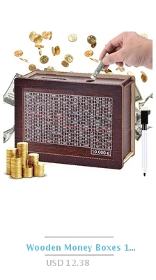 Description Picture 6 of itemWooden Cash Savings Box 1000/2000/3000 Euro/Usd Money Saving Case Reusable Money Save Box with Goal and Numbers tirelire
