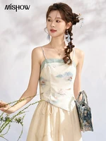 Mishow Women Chinese Style Print Camisole 2024 Spring Summer Spaghetti Strap Cami Top Women Crop Tube.jpg