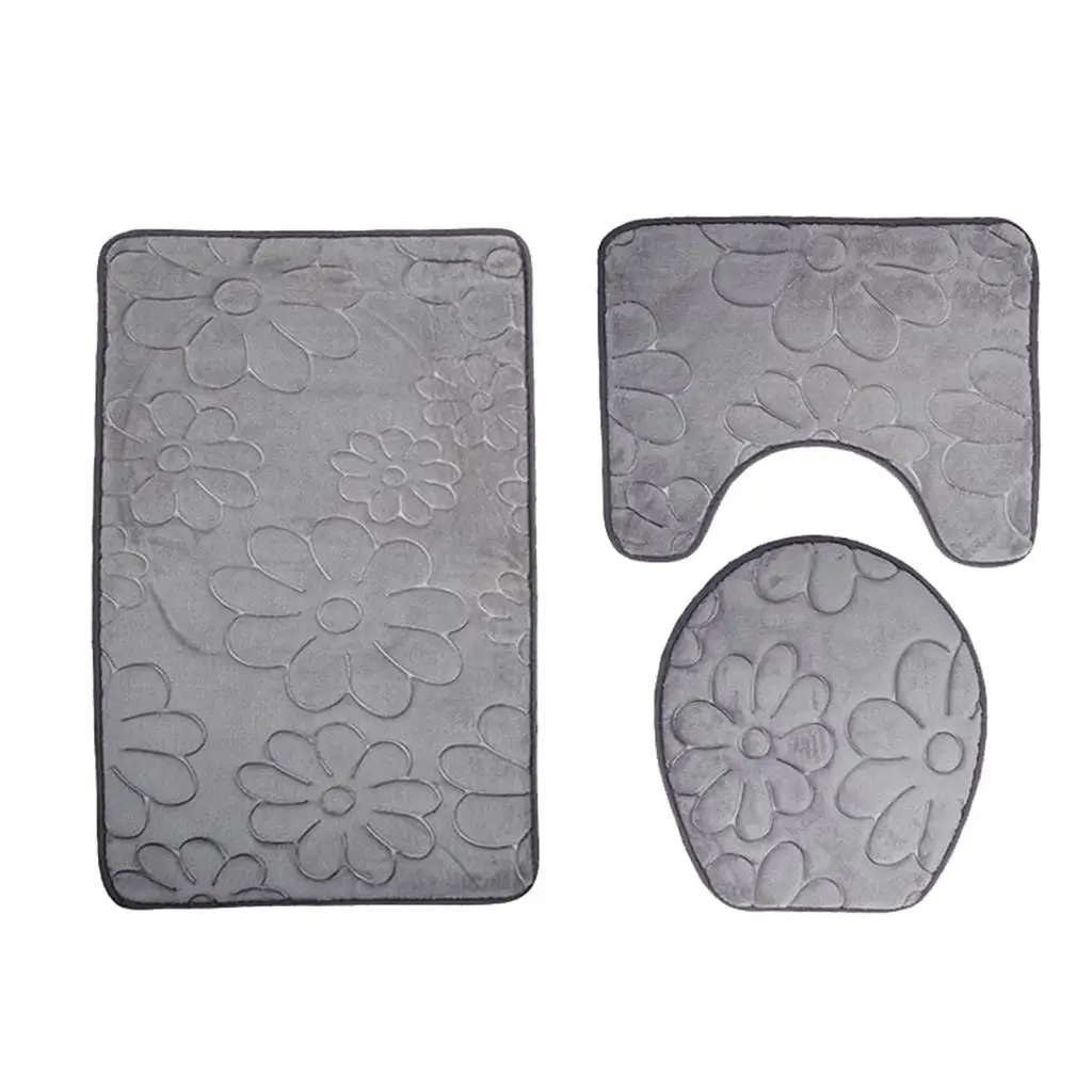 3 Pieces Bathroom Rugs Sets Non Slip Shag Bath Mat Rug for Bathroom And Kitchen Bedroom