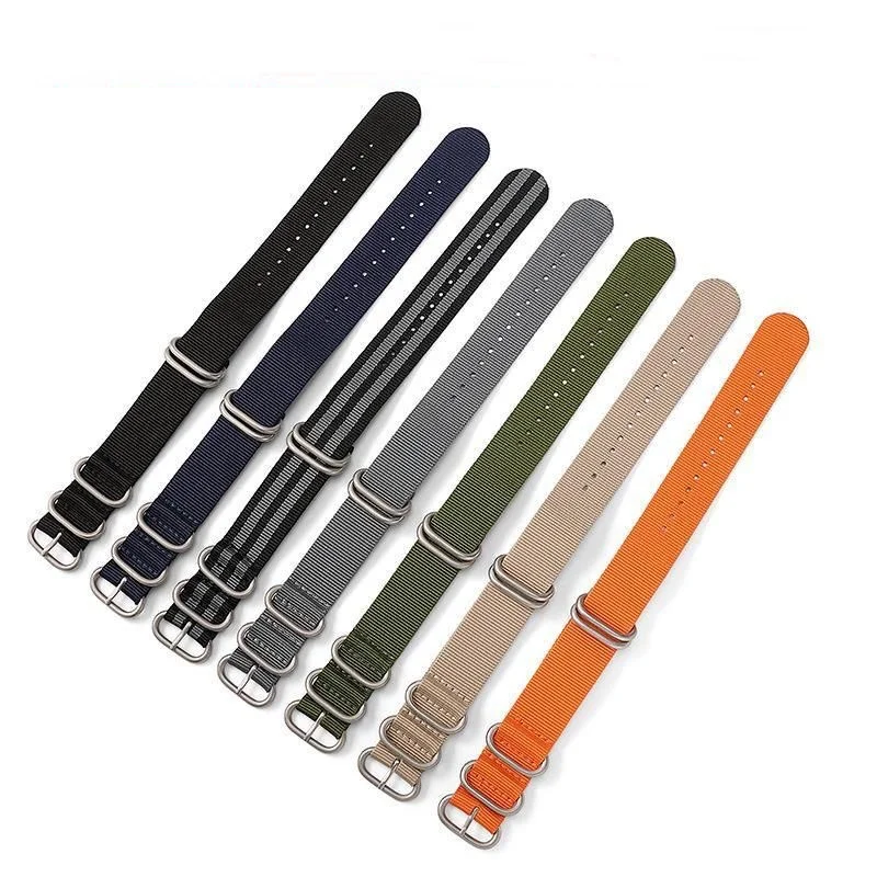 Nylon Canvas Nato Watch Strap with Metal Buckle - Multiple Sizes Available