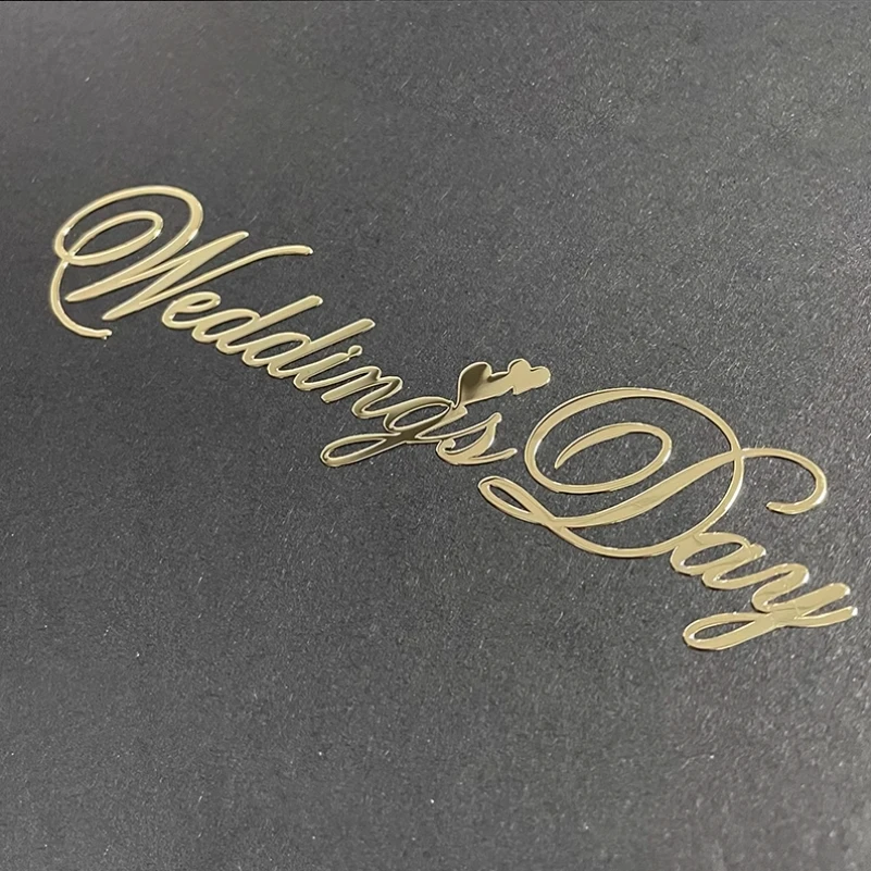Creative English Wedding Day Wedding Invitation Decoration sticker Metal gold plated sticker Custom metal lettering