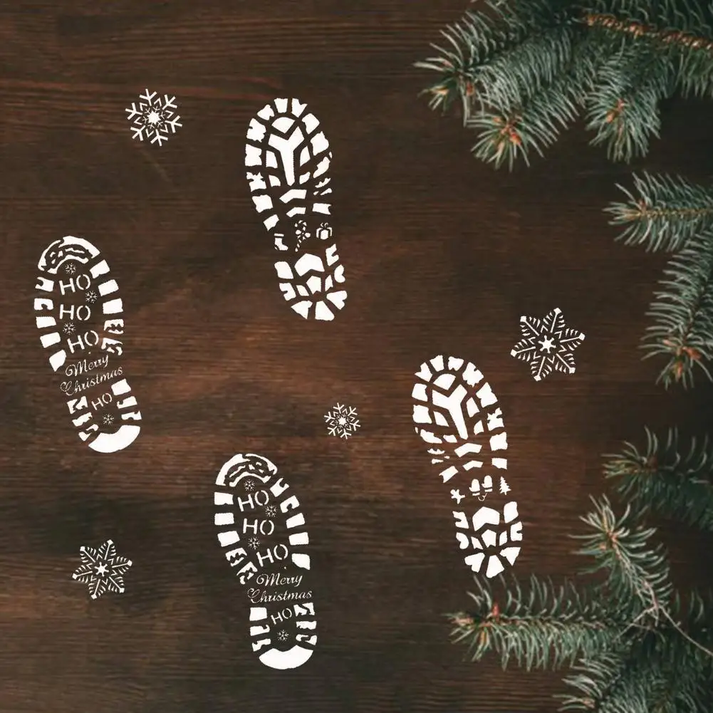 4/6Pcs Santa Claus Footprint Stencils Snowflake Template Sets Christmas Decorations