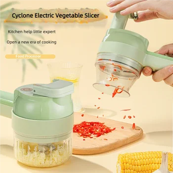 4In1 Electric Vegetable Cutter Set Handheld Wireless Electric Garlic Masher Food Chopper Meat Grinder Machine Food Peel Slice 1