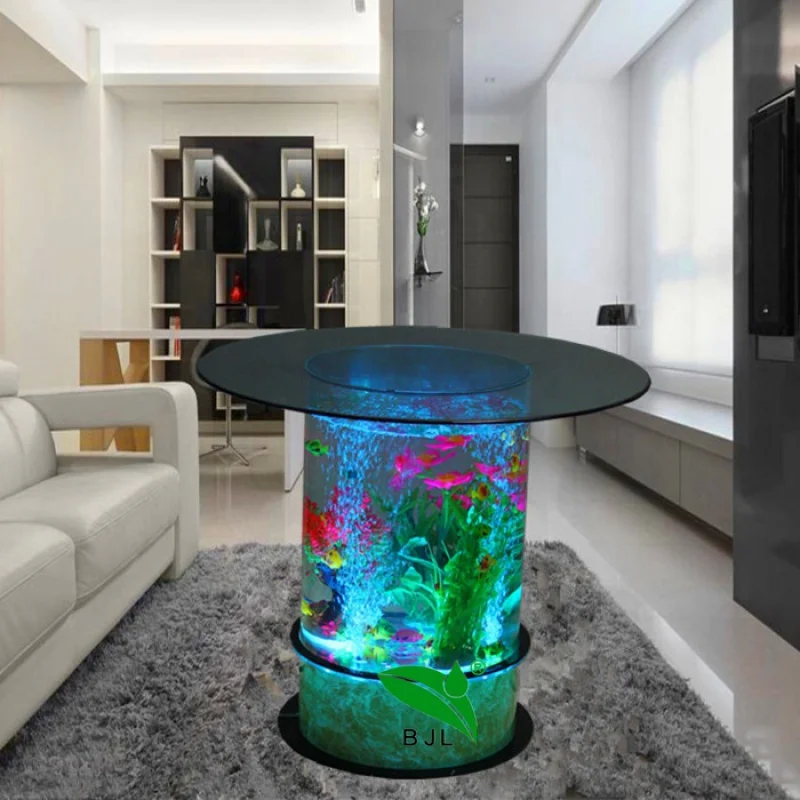 Custom. LED acrylic light water bubble decor round fish dining table