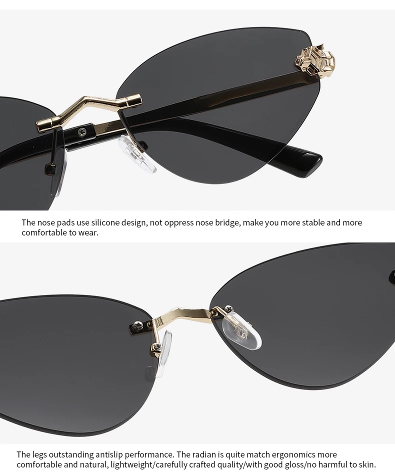 Rimless sunglasses suitable for casual wear showing lens dimensions.