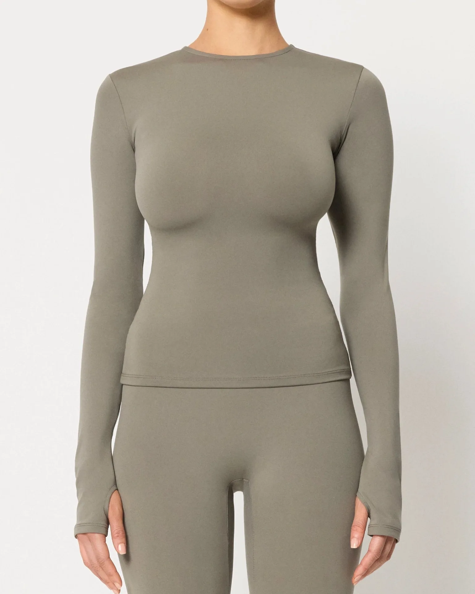 Kylie same style ~ KHY autumn and winter thumb buckle round neck tights tights shaping elastic suit