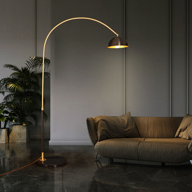 Scandinavian All copper High grade Led Floor Light Living Room Study American Vintage Standing Lights
