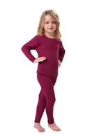 100% Merino Wool Kids Base Layer Set Merino Wool Top and Bottom Thermal Underwear Set Winter Warm Boys Girls Christmas Pajamas 1