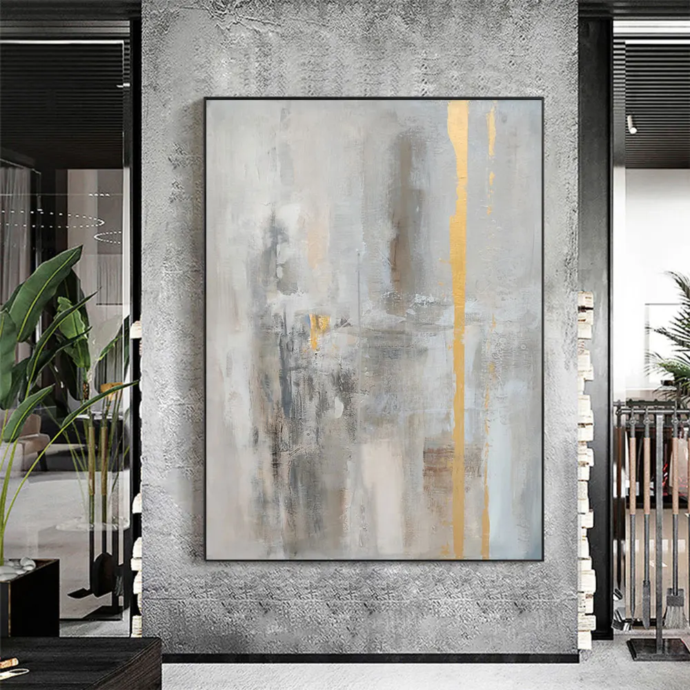 

Modern Abstract Grey abd Gold Art Poster Print Canvas Wall Art Nordic Style Abstract Fine Art Cuadro for Living Room Home Decor