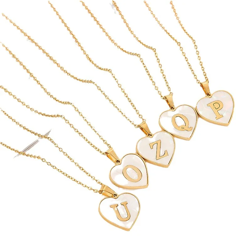 1pc Edelstahl Buchstaben Alphabet Herz Muschel Charms Anhänger für DIY Armbänder Halskette Schmuck machen Zubehör Großhandel – Detail 9